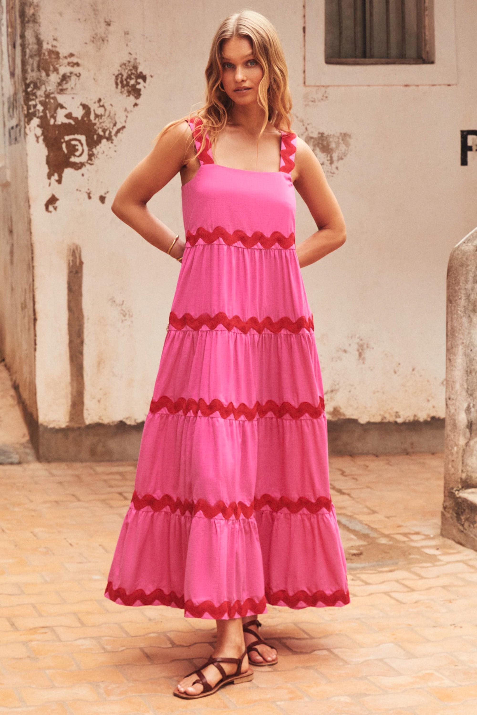 Sierra Maxi Dress In Pink Ric Rac