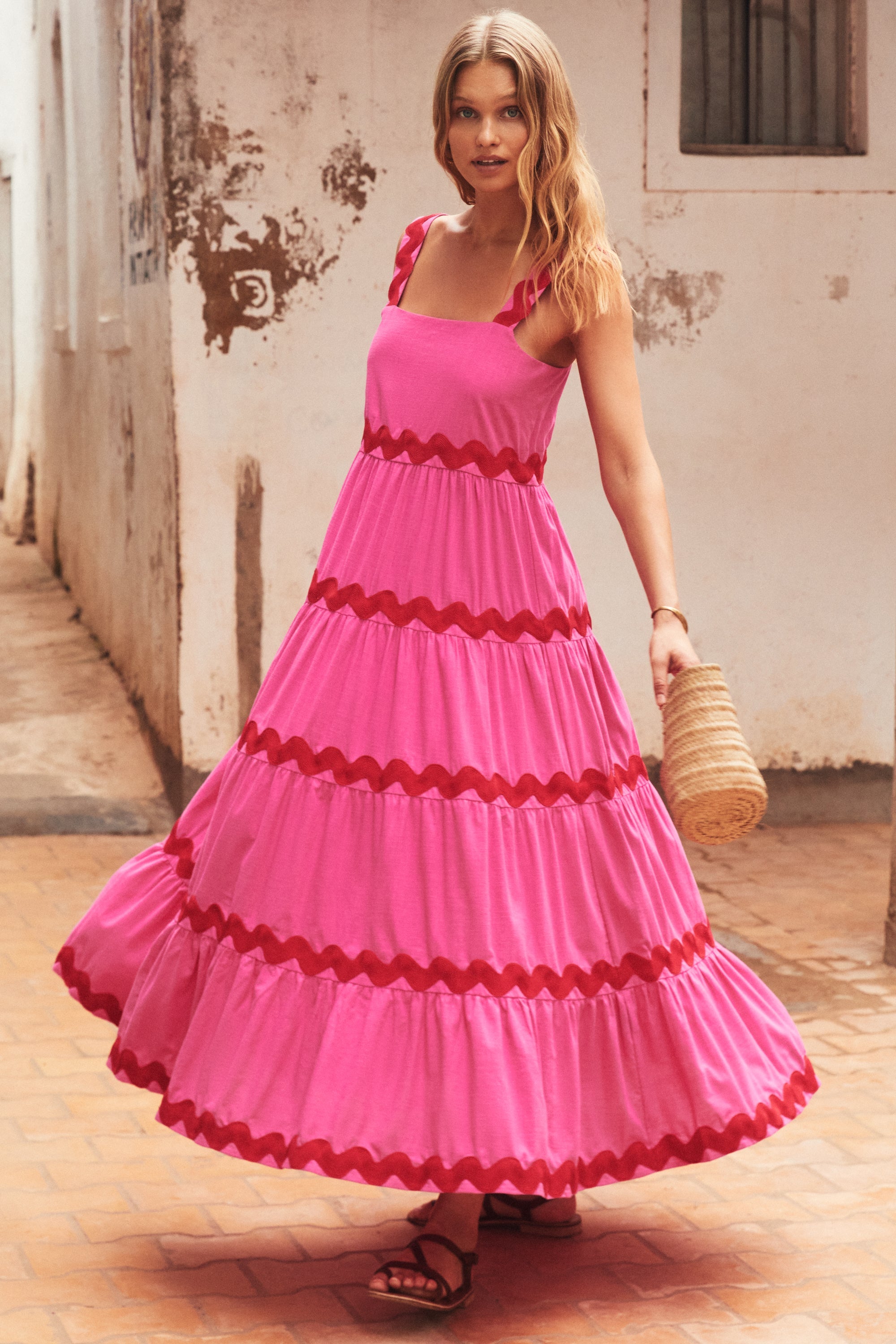 Sierra Maxi Dress In Pink Ric Rac