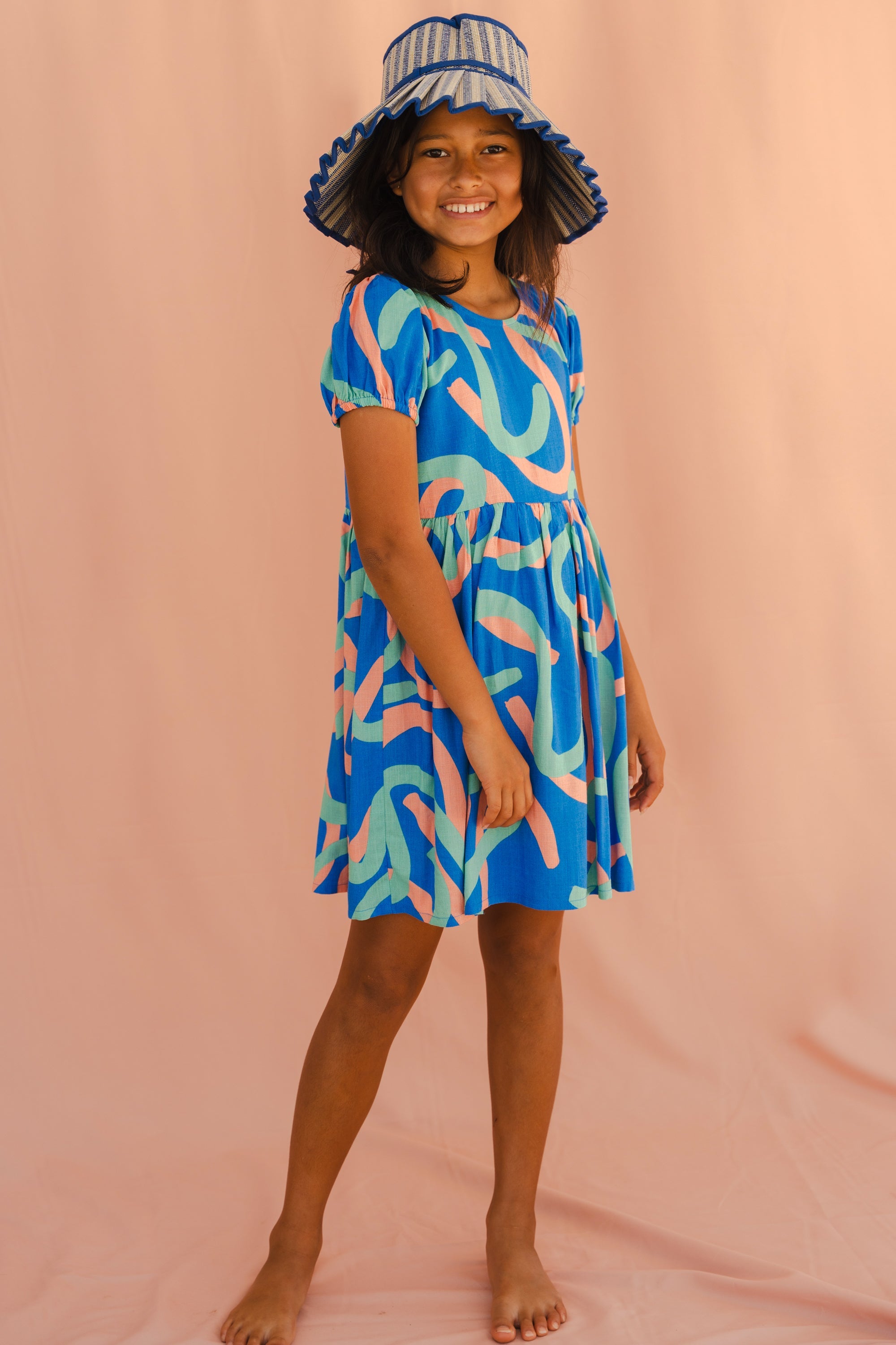 Nini Dress In Ocean Squiggle