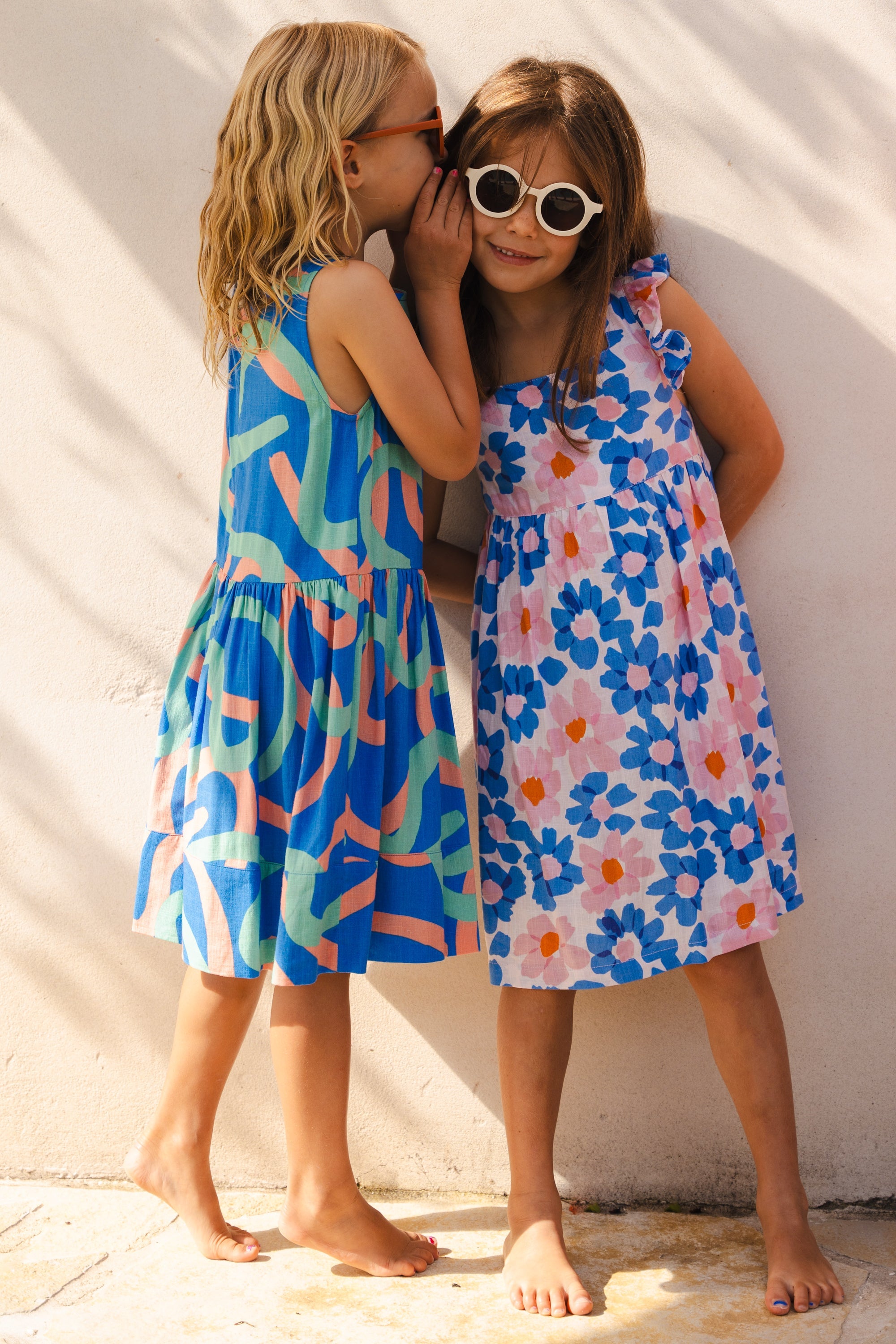 Sadie Bird Dress In Ocean Squiggle