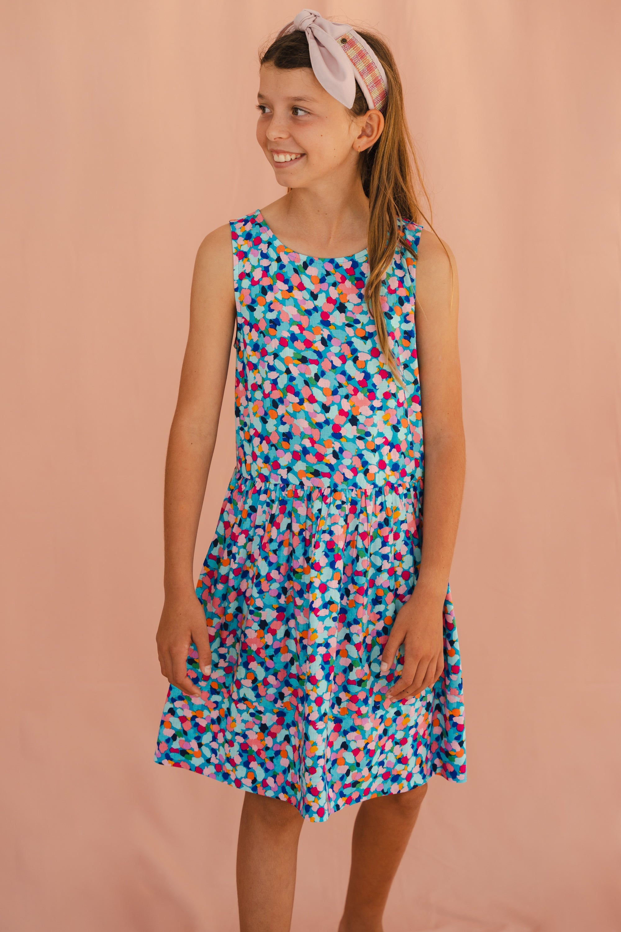 Sadie Bird Dress In Rainbow Confetti