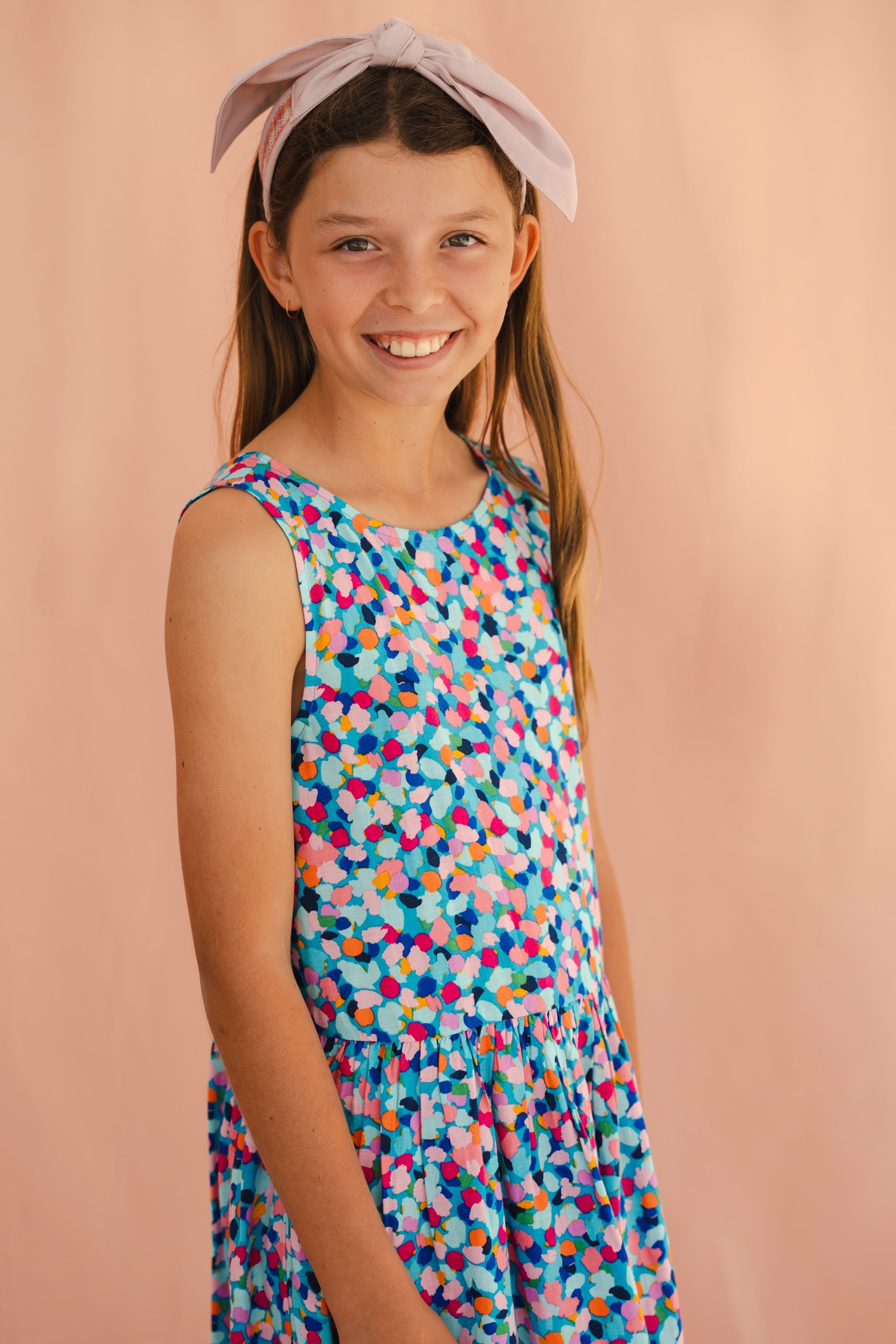 Sadie Bird Dress In Rainbow Confetti