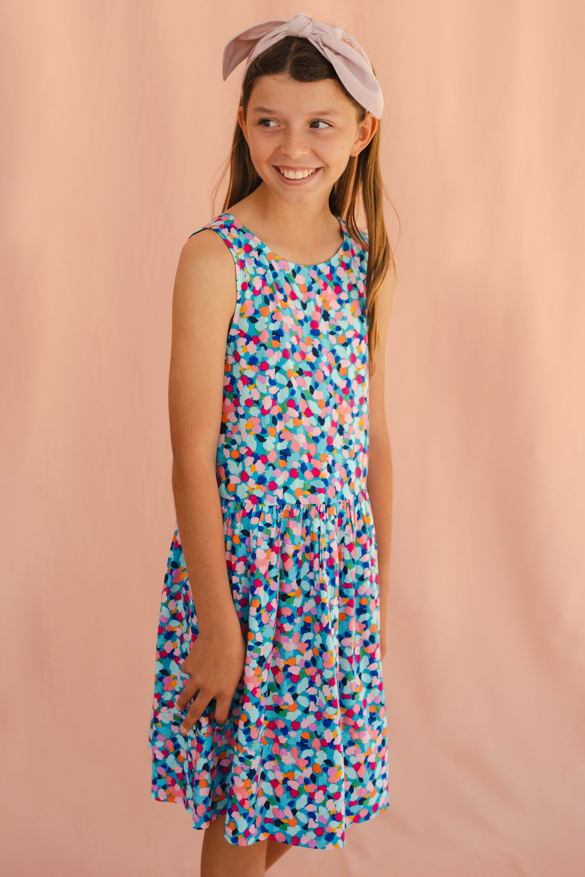 Sadie Bird Dress In Rainbow Confetti