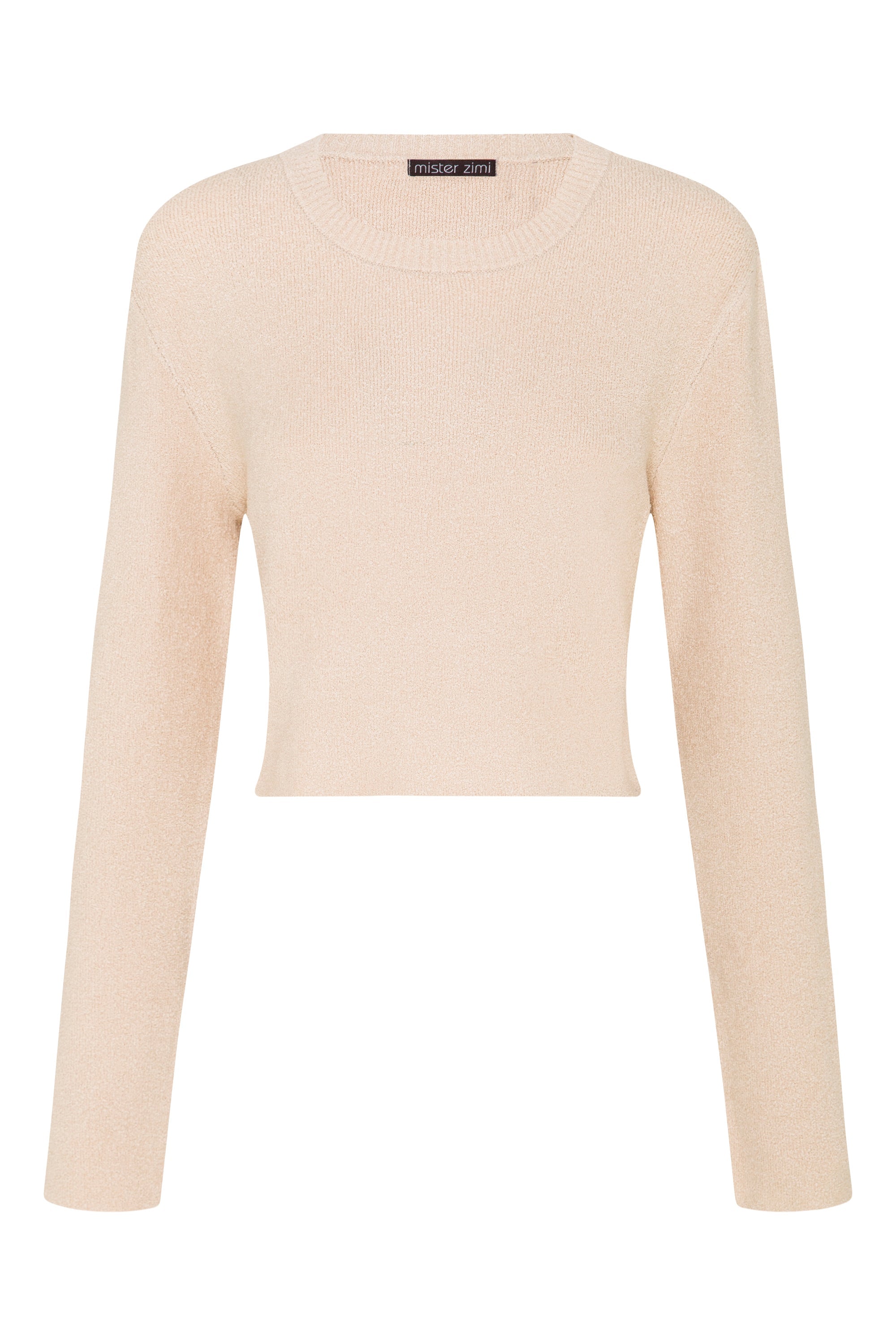 Sage Long Sleeve Crop Knit In Oat