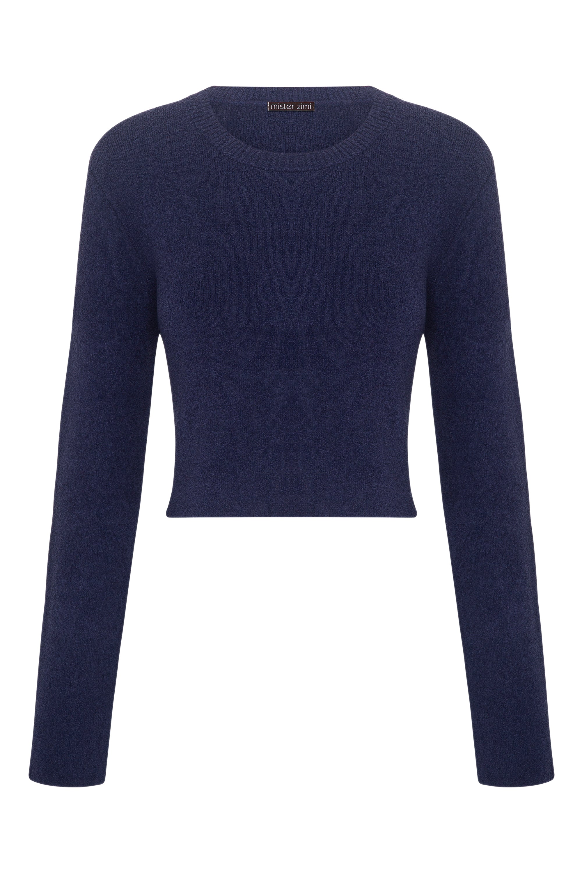 Sage Long Sleeve Crop Knit In Navy