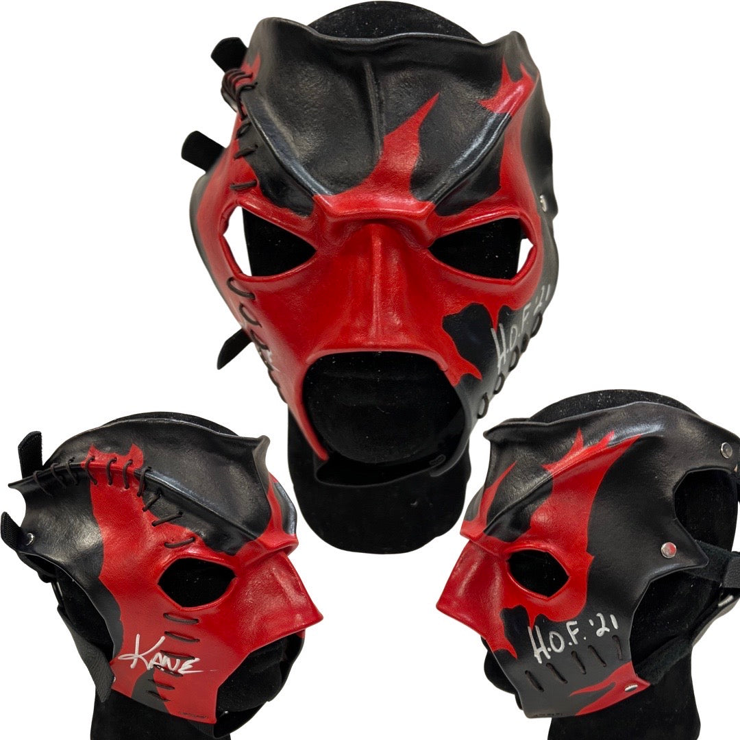 Kane Autographed WWE Black/Red Half Mask “HOF 21” Inscription Steiner CX - BG Autographs product image