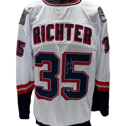 Autographed/Signed Mike Richter New York White Hockey Jersey PSA/DNA COA