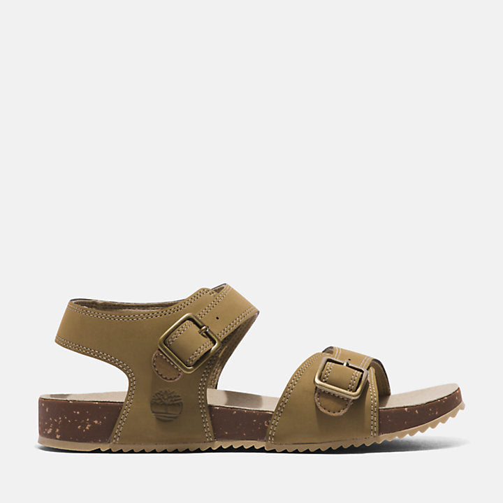 Timberland® Bailey Park Leather Sandal - Women's Shoes in Silver Full Grain  | Buckle