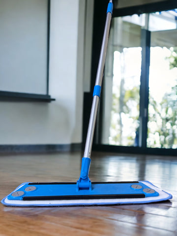 Microfiber Wet Mop with handle on hardwood floor
