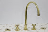 Widespread Swiveling Bathroom Faucet Sink with drain, Three Holes Faucet, Unlacquered Brass Vanity Faucet