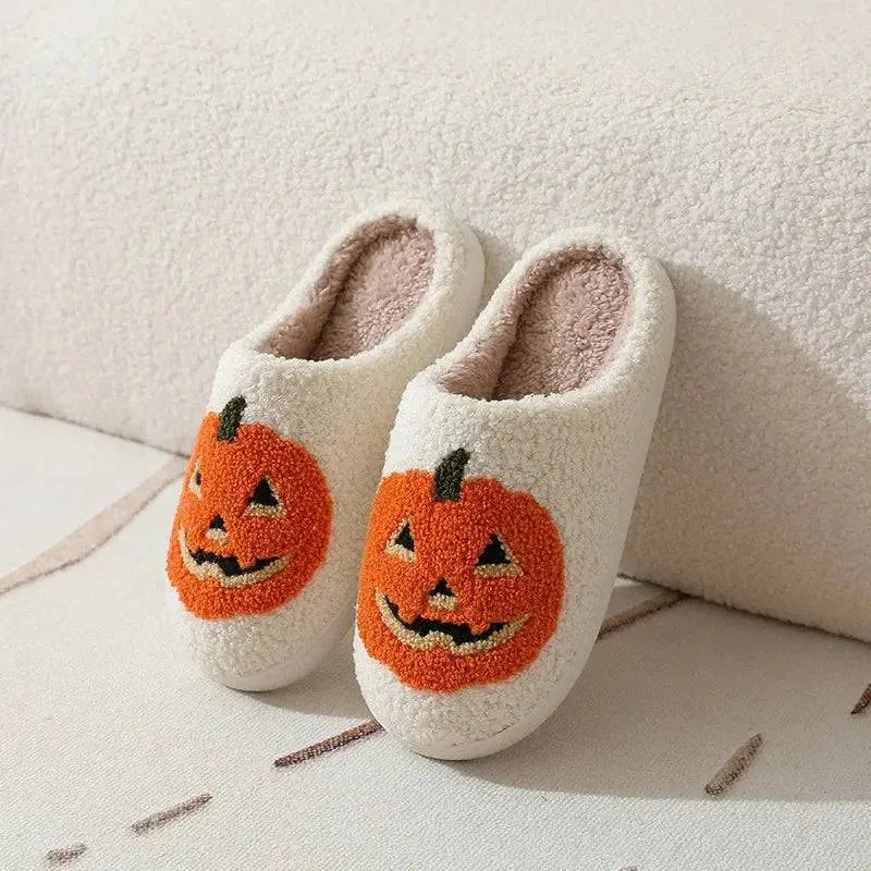 Halloween Pumpkin Smiley Cotton Slippers