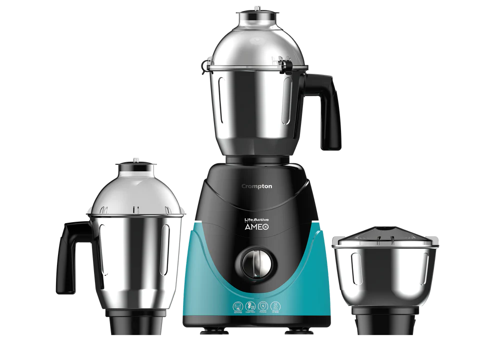 Crompton Ameo 750-Watt, Mixer Grinder, 3 Stainless Steel Jars