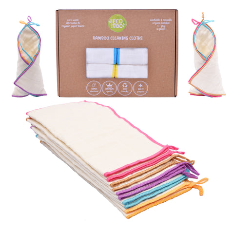 ECOBOO 4ply Extra Thick Natural Bamboo Cleaning Cloths