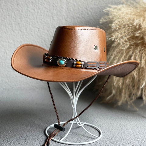 Vintage Faux Leather Cowboy Western Hats For Men For Men Western