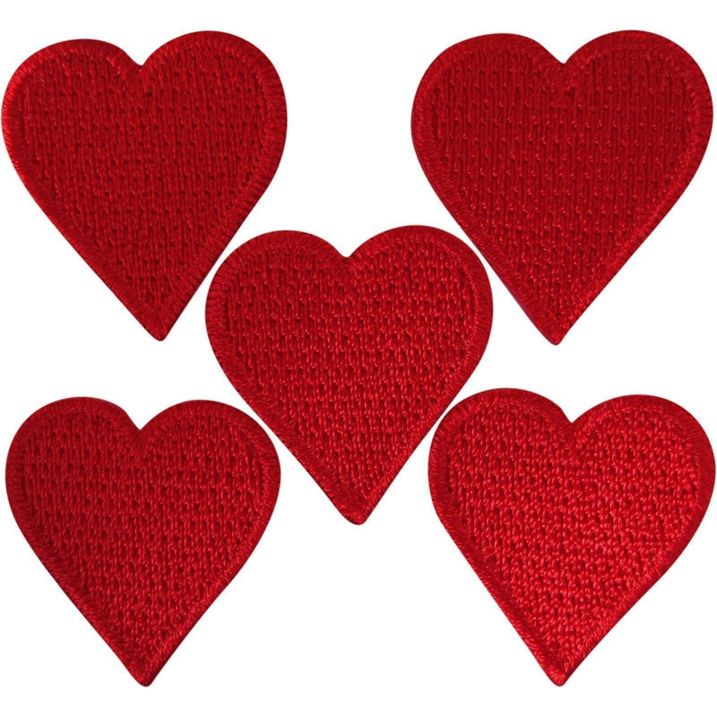 5 X Small Red Love Heart Patches Iron Sew On Clothes Bag Embroidered B