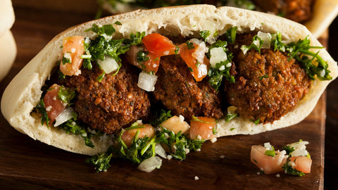 Falafel wrapped in pita bread