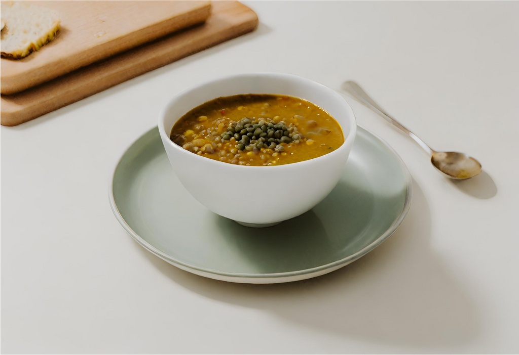 A minimalist representation of lentil soup