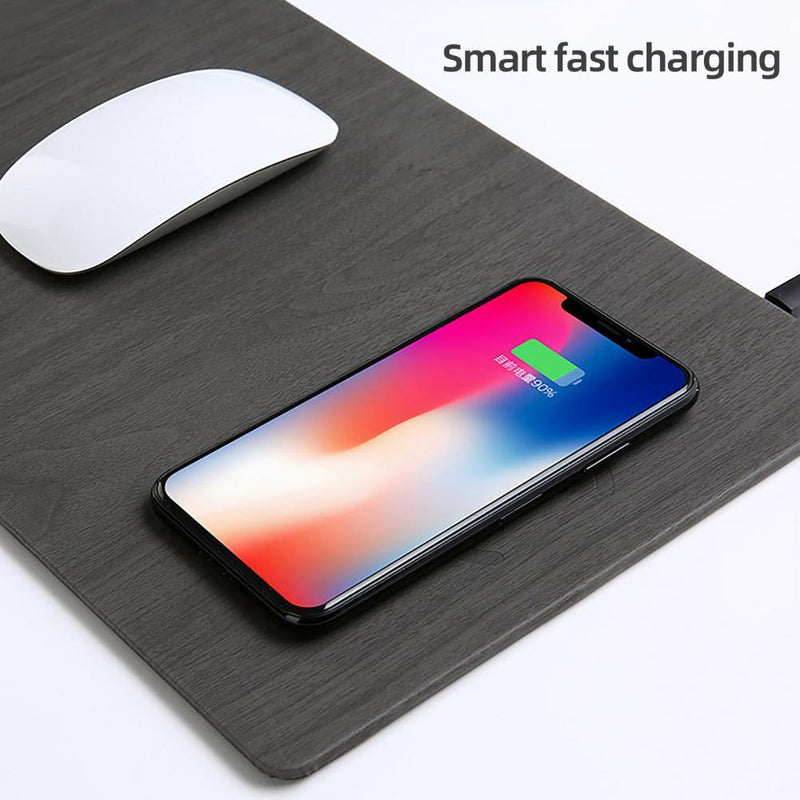 Wireless Charging Mouse Pad Computer Keyboard Office Table Mat Waterproof Soft Faux Leather Wireless Charger Mouse Mat - Ferventdesk