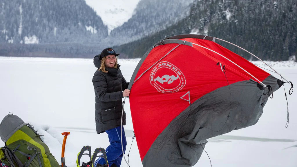 Cherrise Tuttle camping in the winter with her Big Agnes Shield 