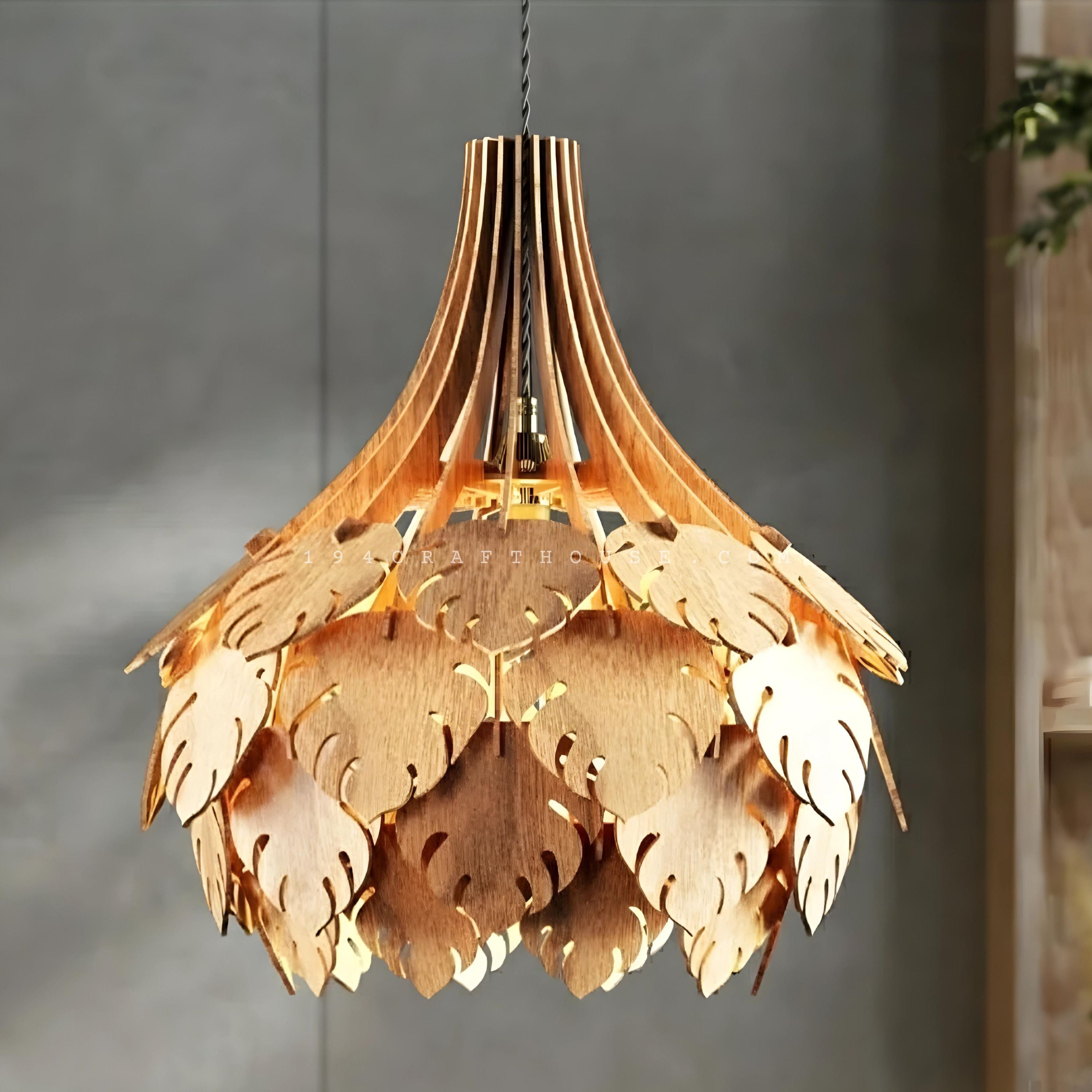 Monstera Wood Pendant Lighting