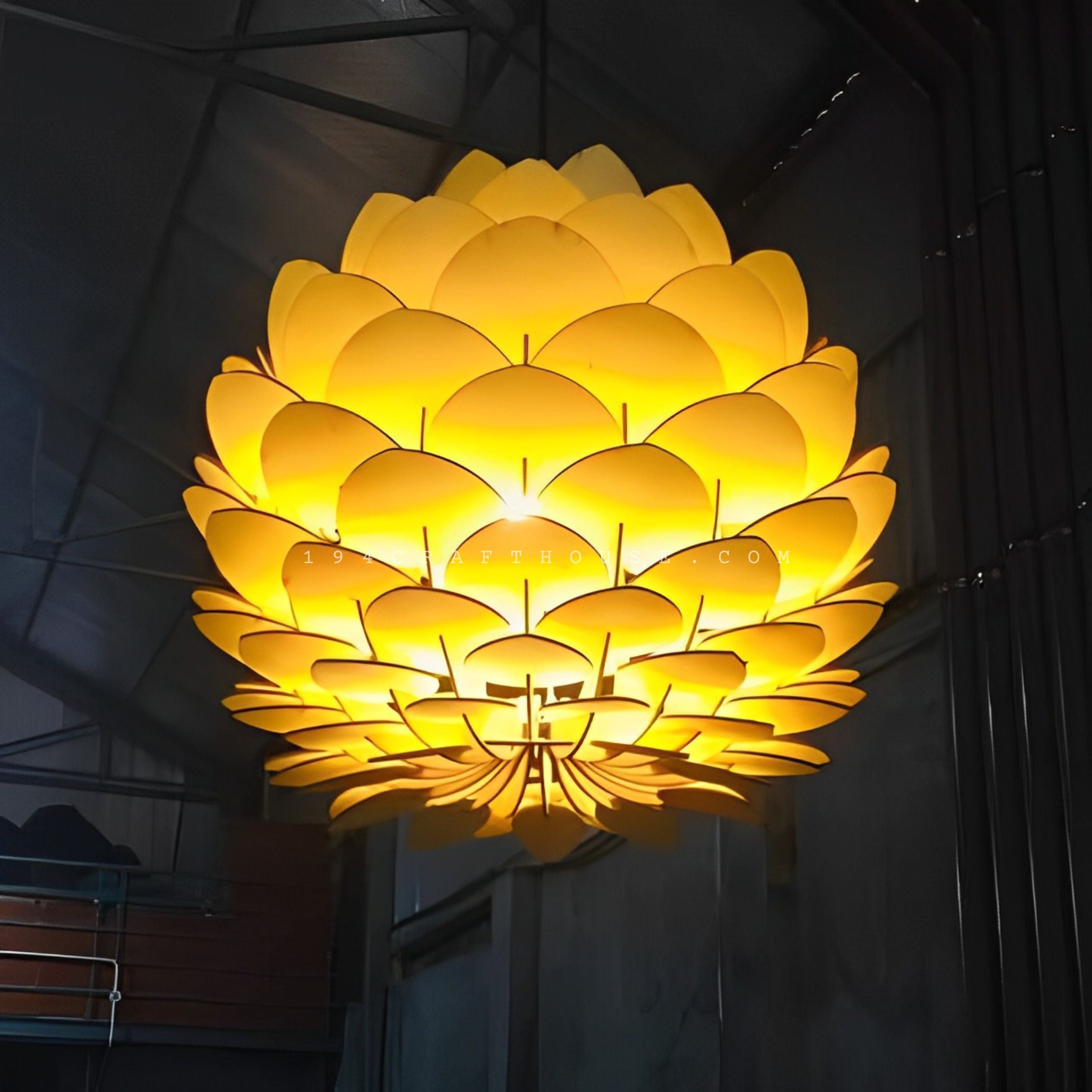 Artichoke Wood Ceiling Lamp