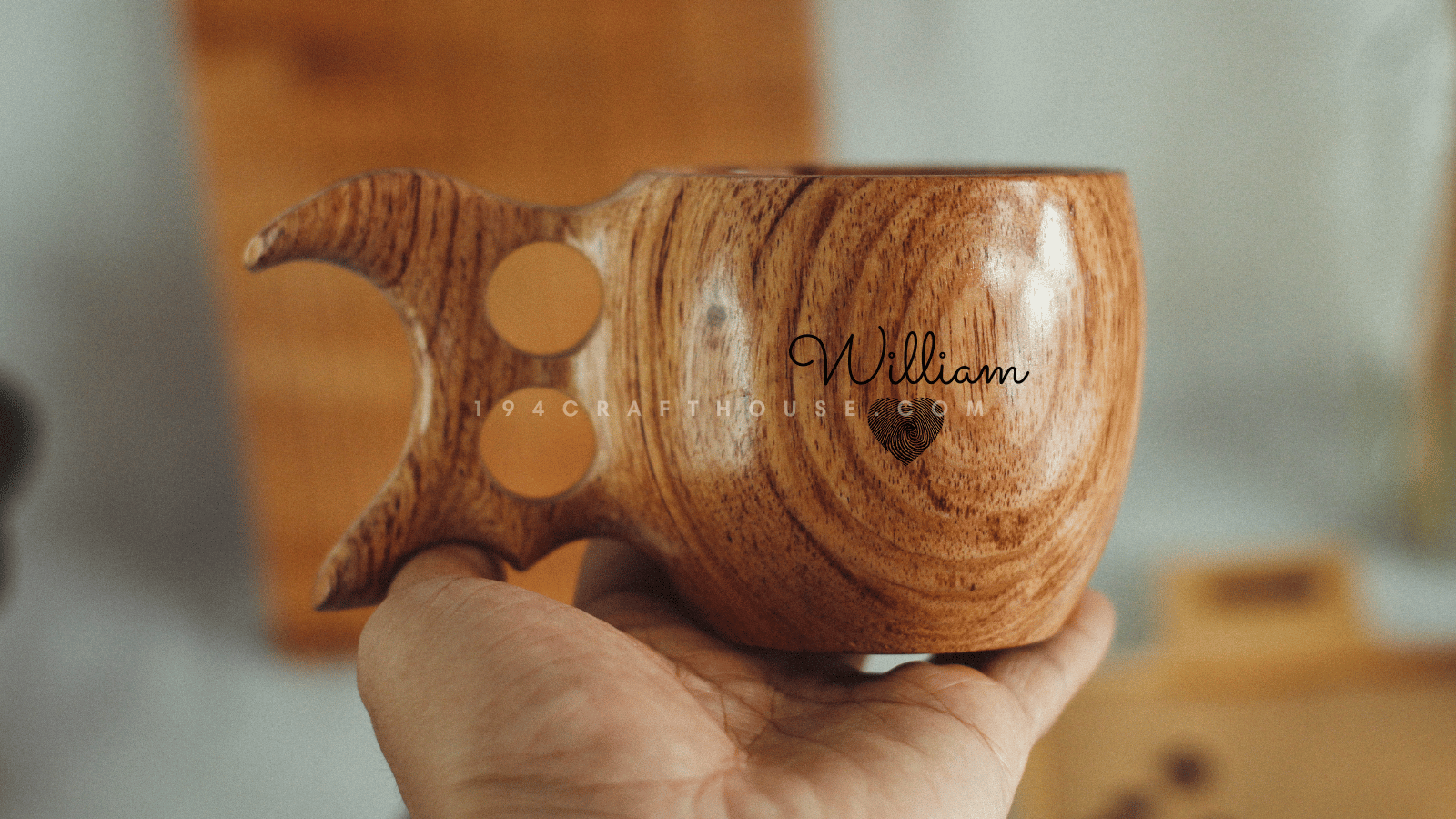 Personalized Wooden Kuksa Coffee Cup