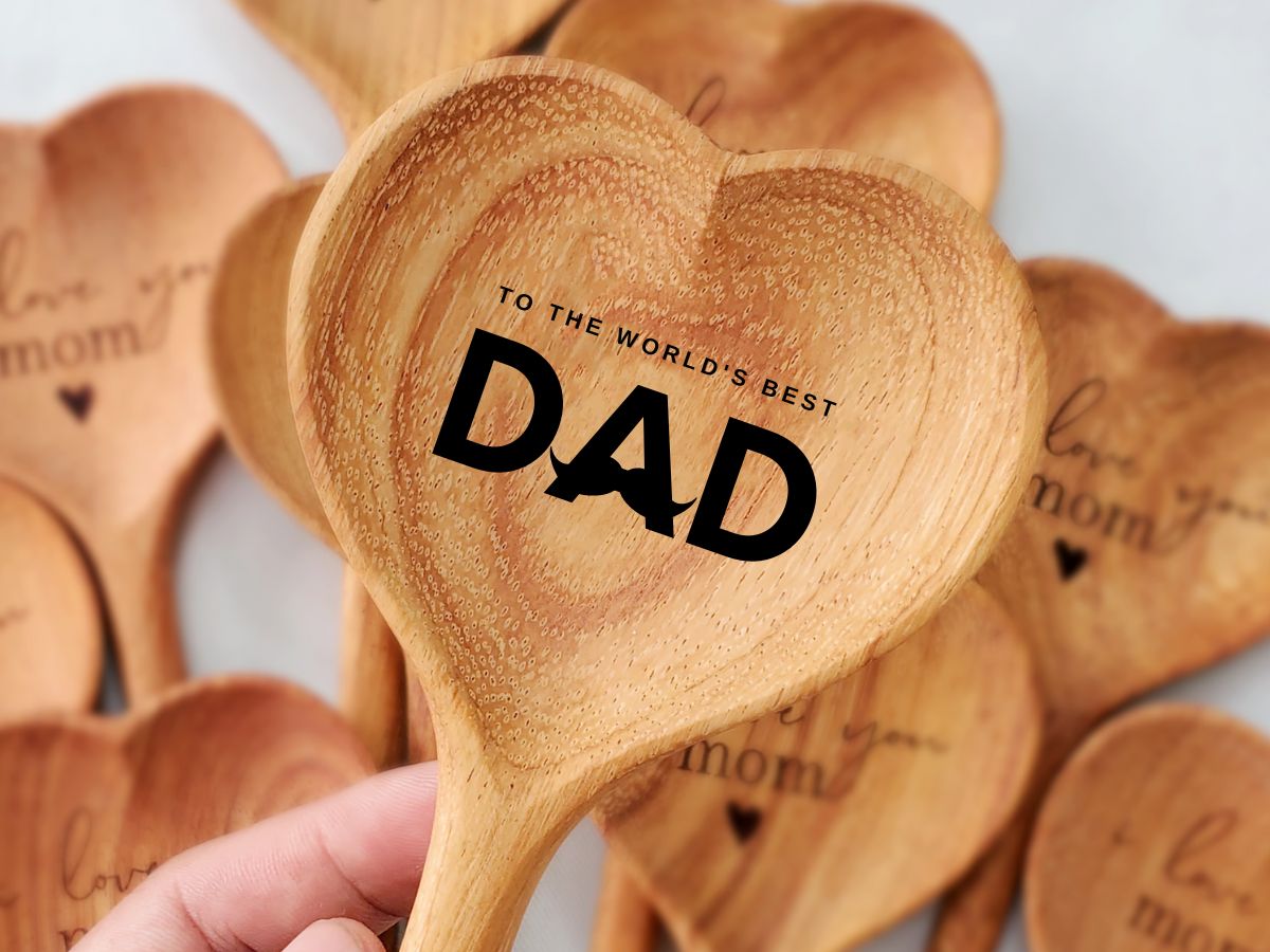Heart Wooden Spoon Personalized Gift for Dad