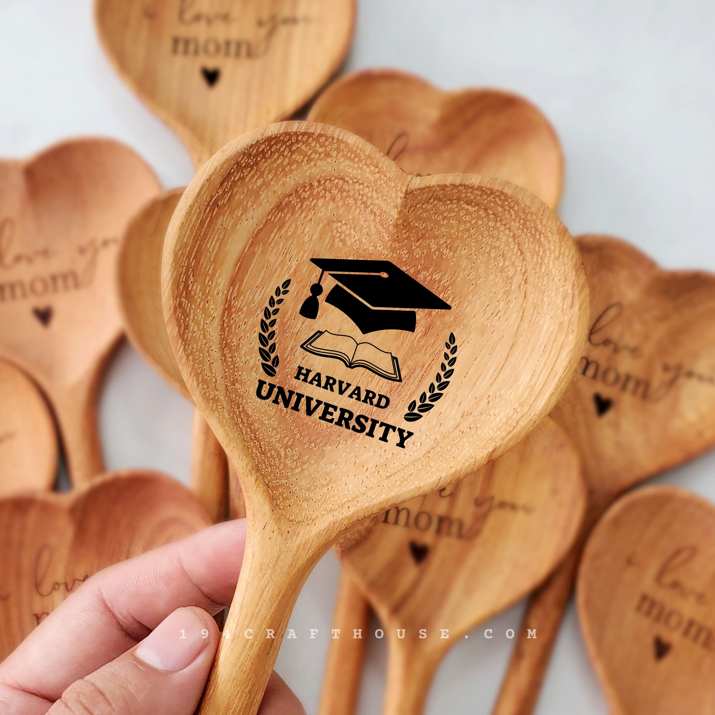 Engraved Wooden Heart Spoon Custom
