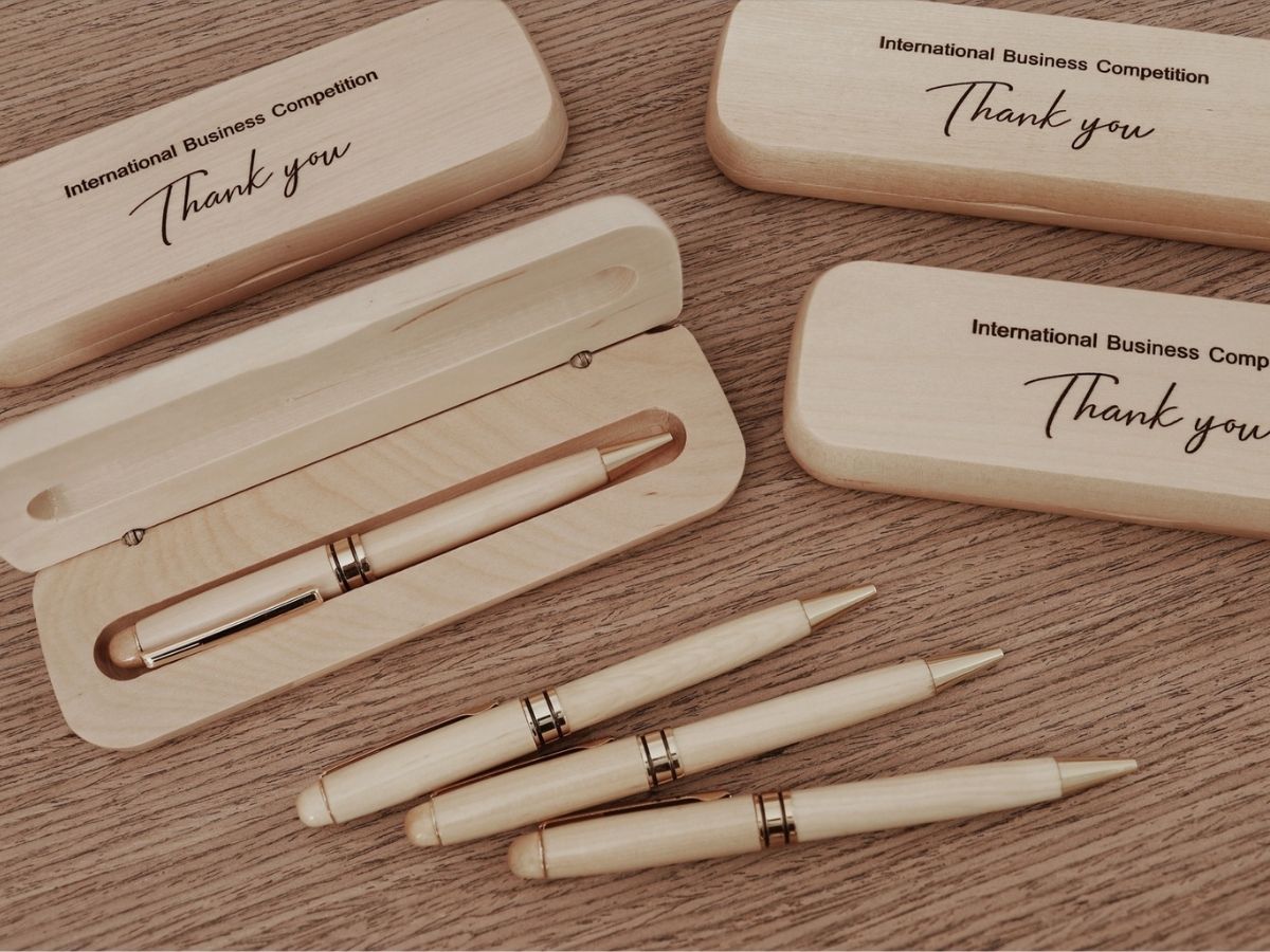 Engraved Wooden Pen With Case Personalized Thank You Corporate Gift For Events