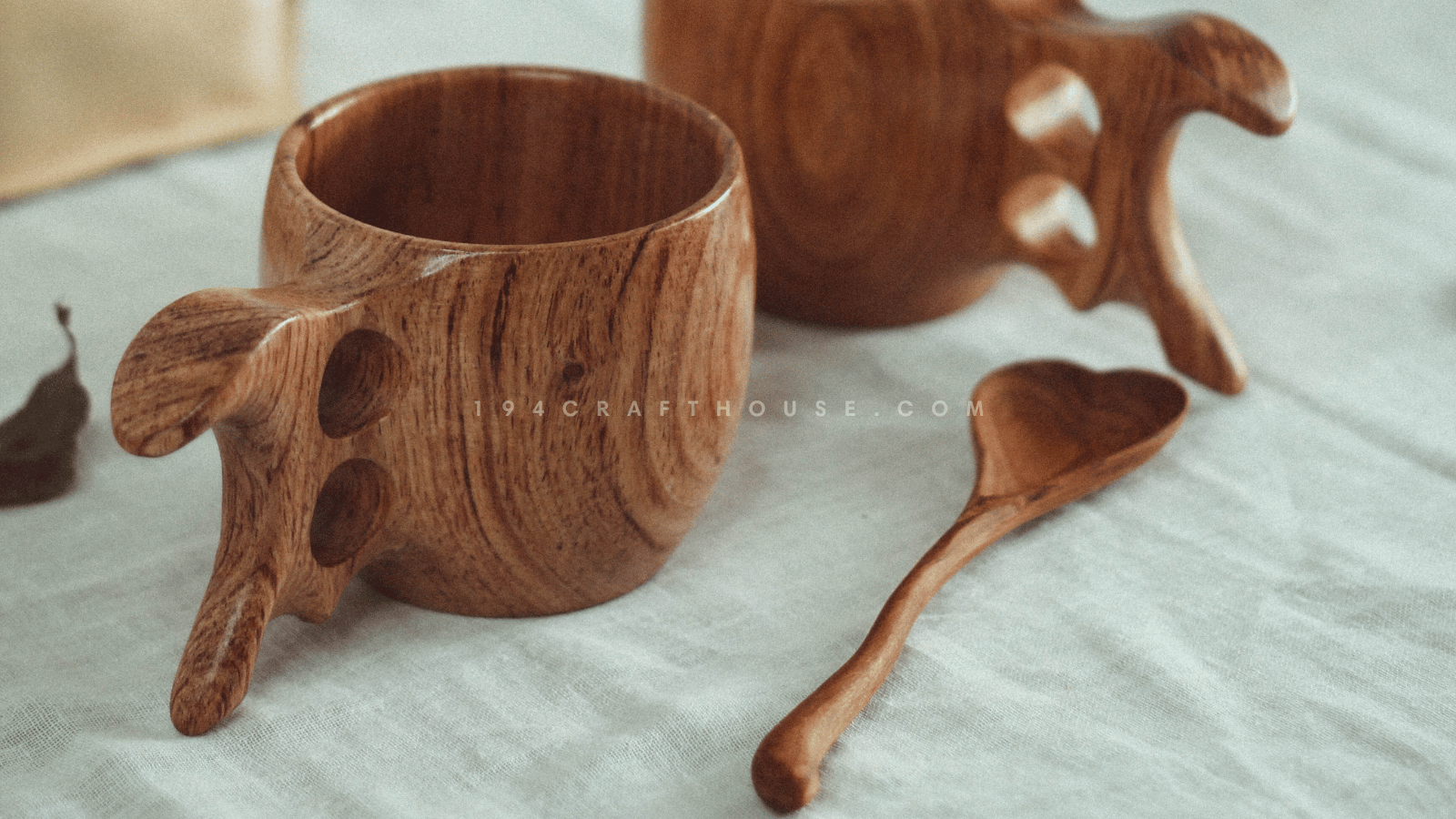 Wooden Mug with Handle, Water Cup Simple Milk Mugs Office Coffee Cup Gift,  Wood