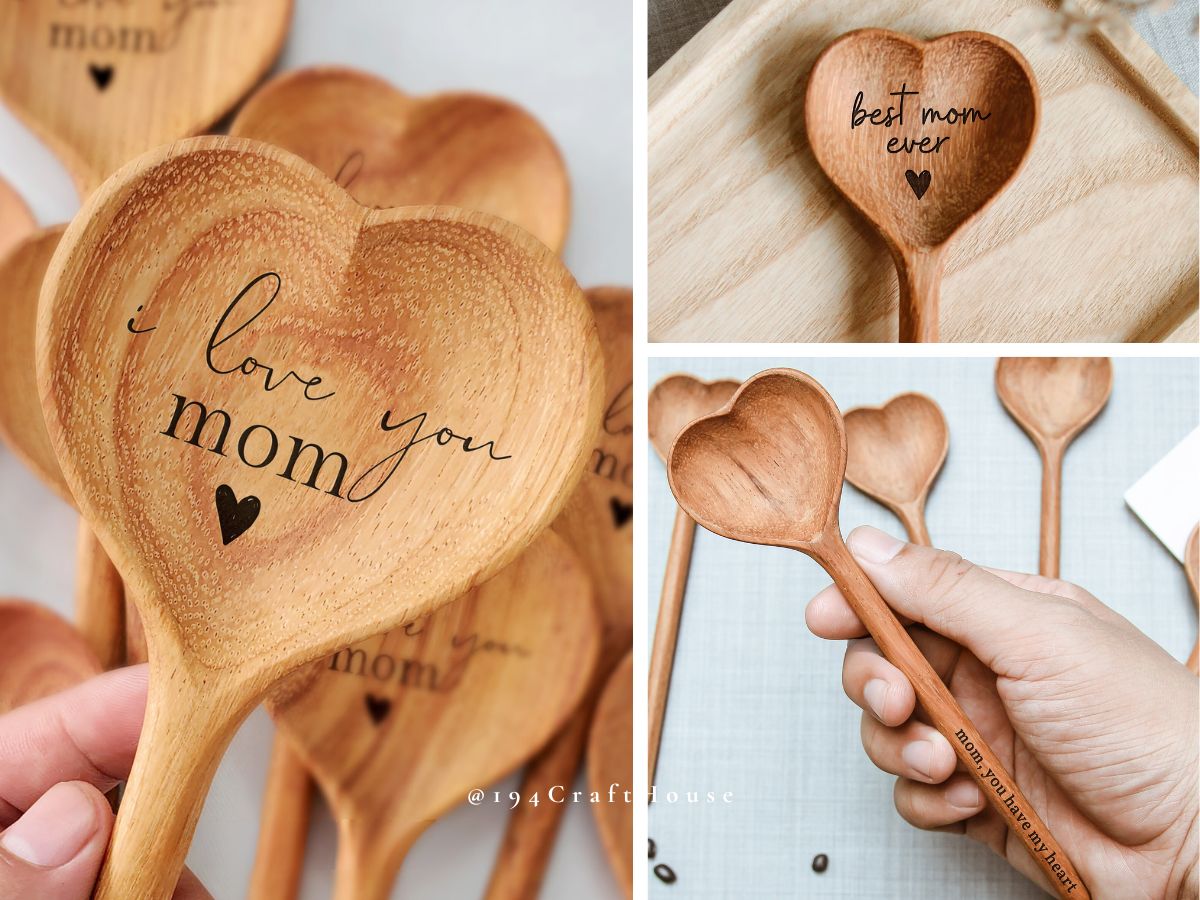 Personalized Wooden Heart Spoon Gift for Mom