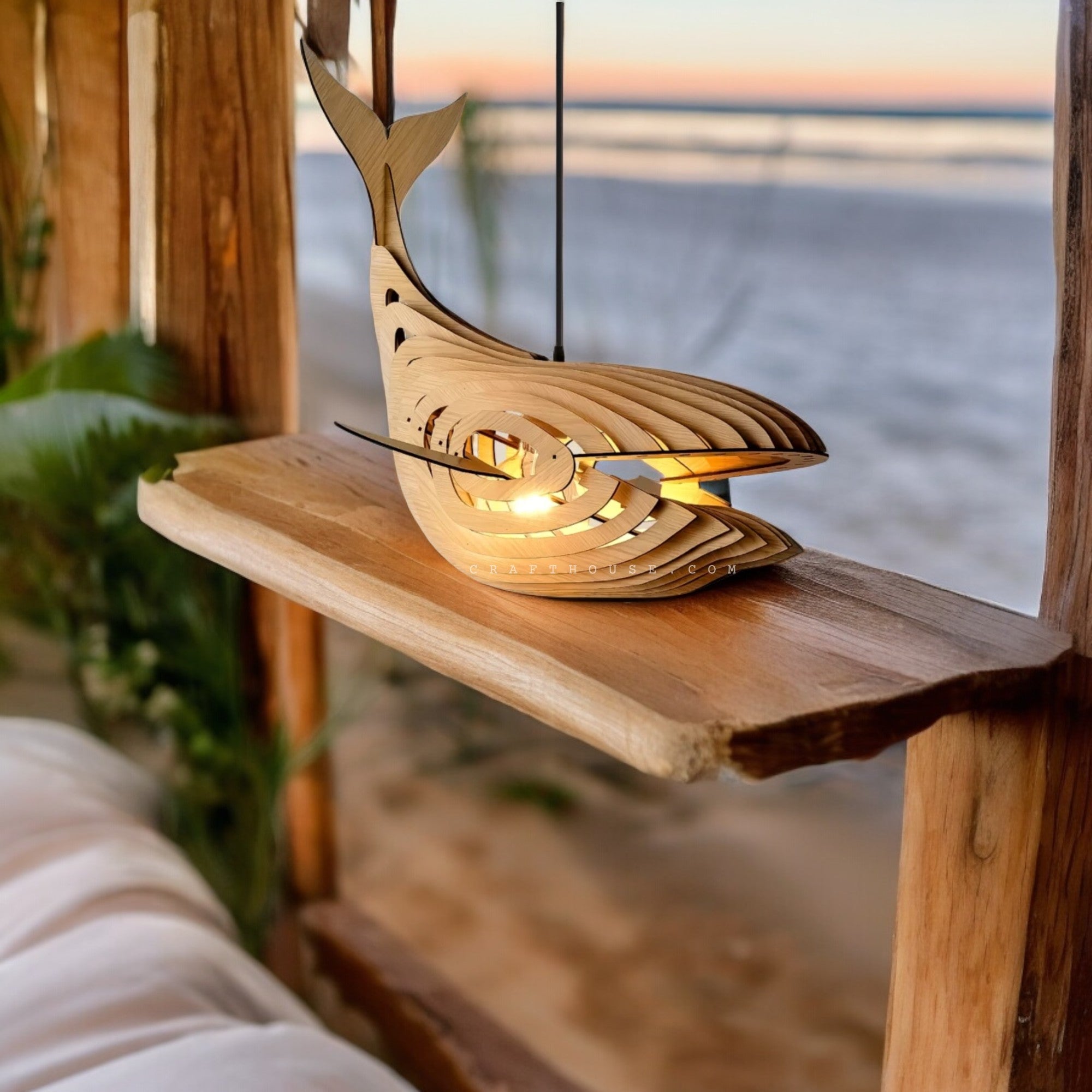 Whale Hanging Light for Ocean Deor
