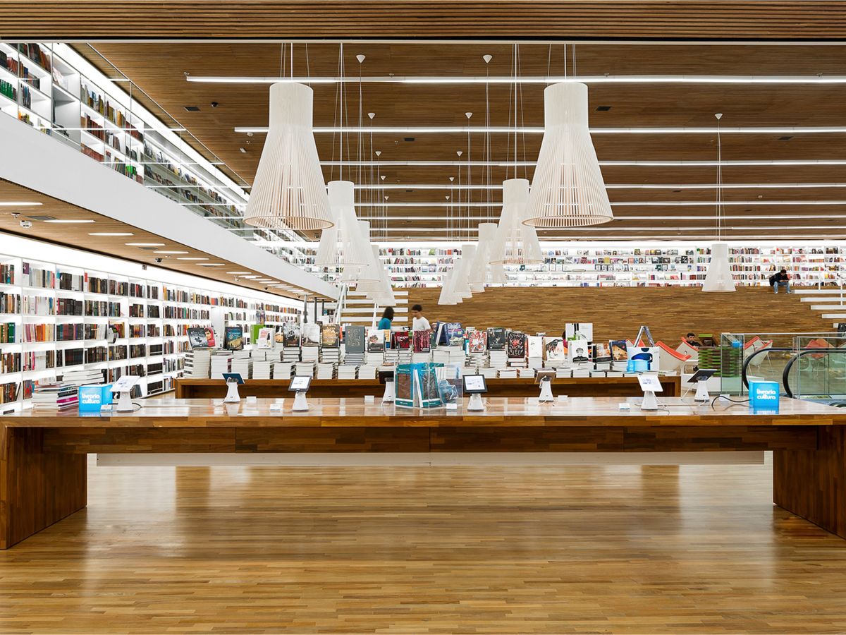 Wood Pendant Lighting in School