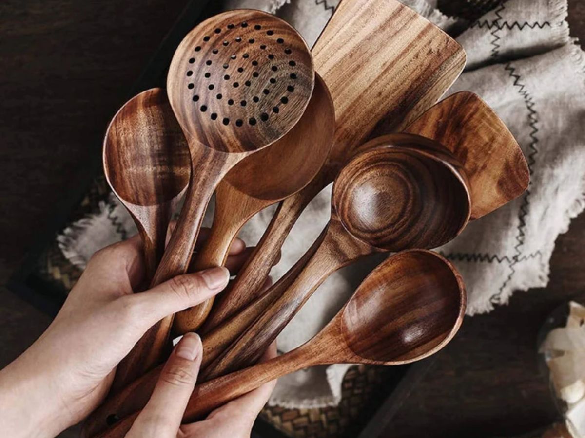 Japanese Natural Plant Ellipse Wooden Ladle Spoon for Cooking