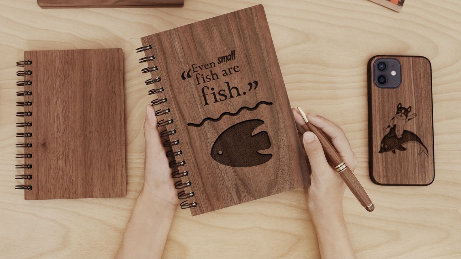 Wooden Notebook and Pen Set