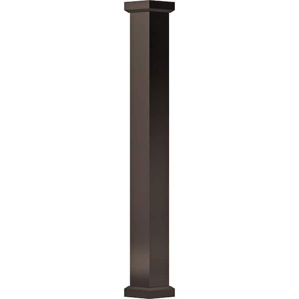 10' x 5-1/2" Endura-Aluminum Empire Style Column, Square Shaft (Load-Bearing 12,000 LBS), Non-Tapered, Textured Brown