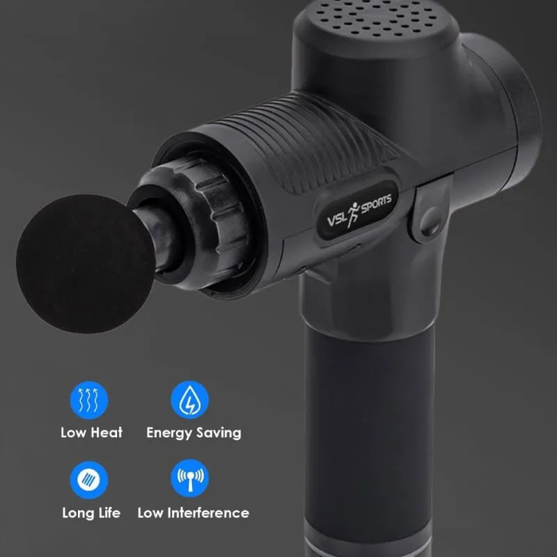 VSL Sports - Πιστόλι μασάζ - massage gun - με βαλιτσάκι, αξεσουάρ και φορτιστή σε μαύρο χρώμα