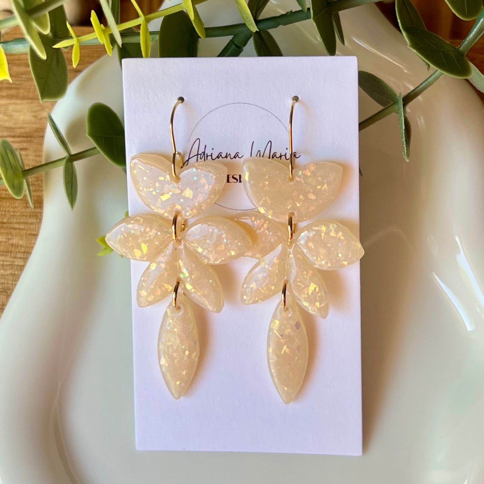 Opal Polymer Clay Statement Earrings