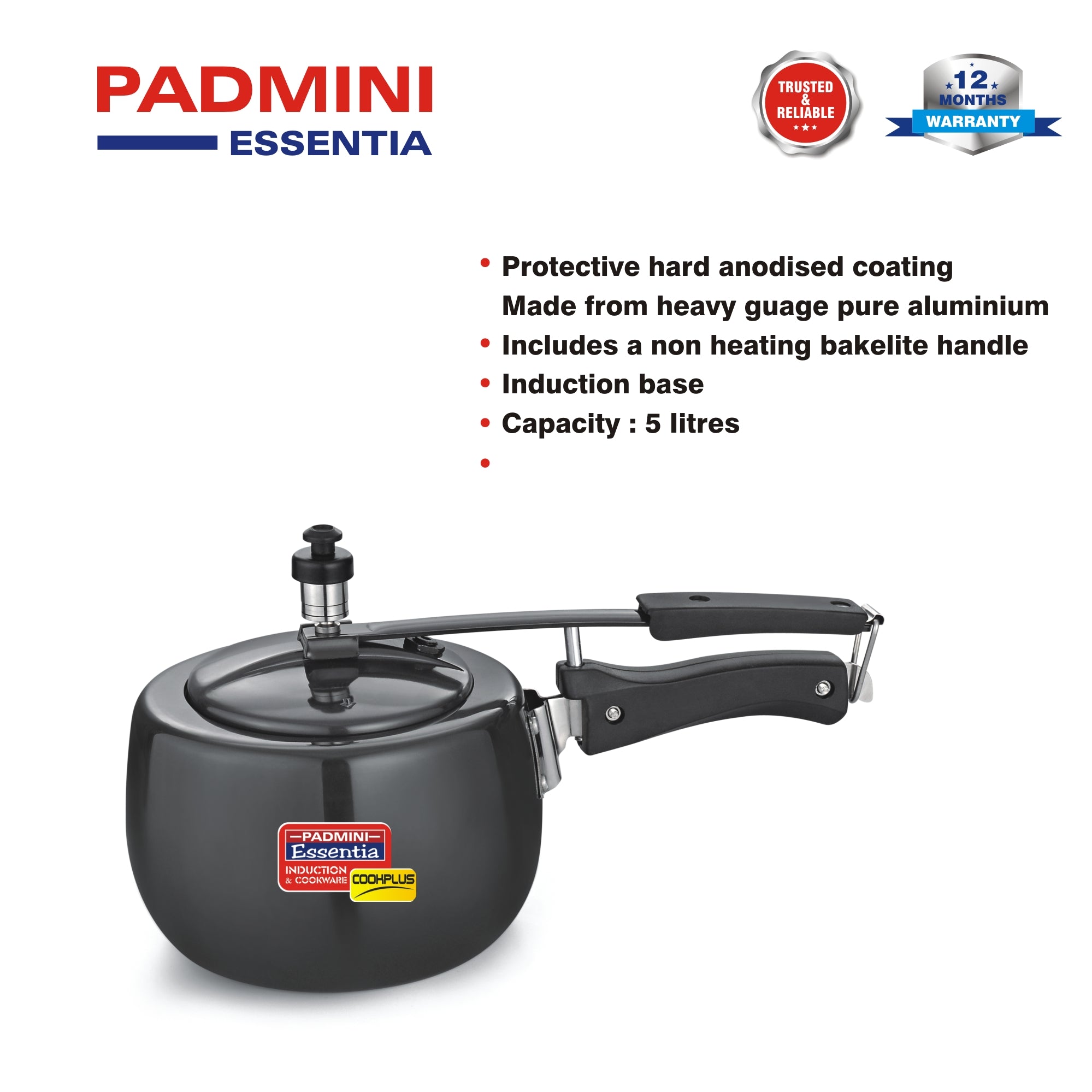 padmini cookplus pressure cooker 5l