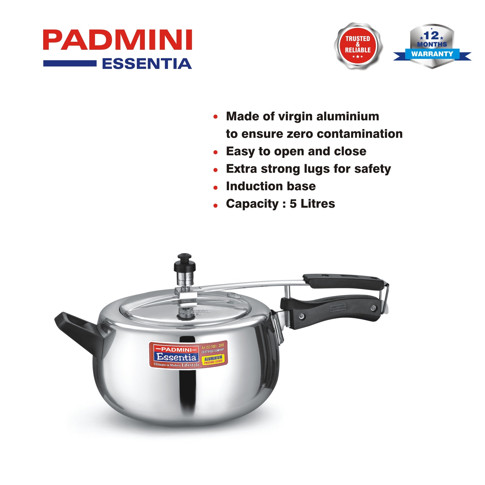 padmini cookplus pressure cooker 5l