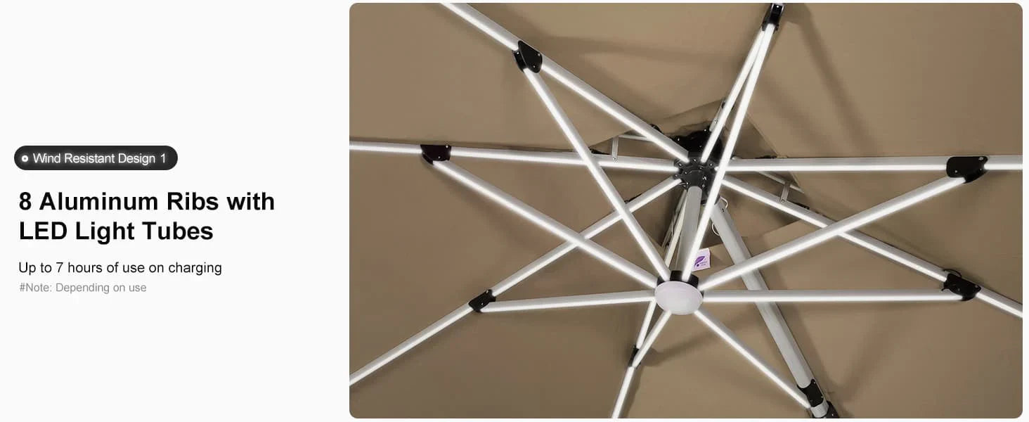 PURPLE LEAF Square Outdoor Patio Umbrellas with Lights main
