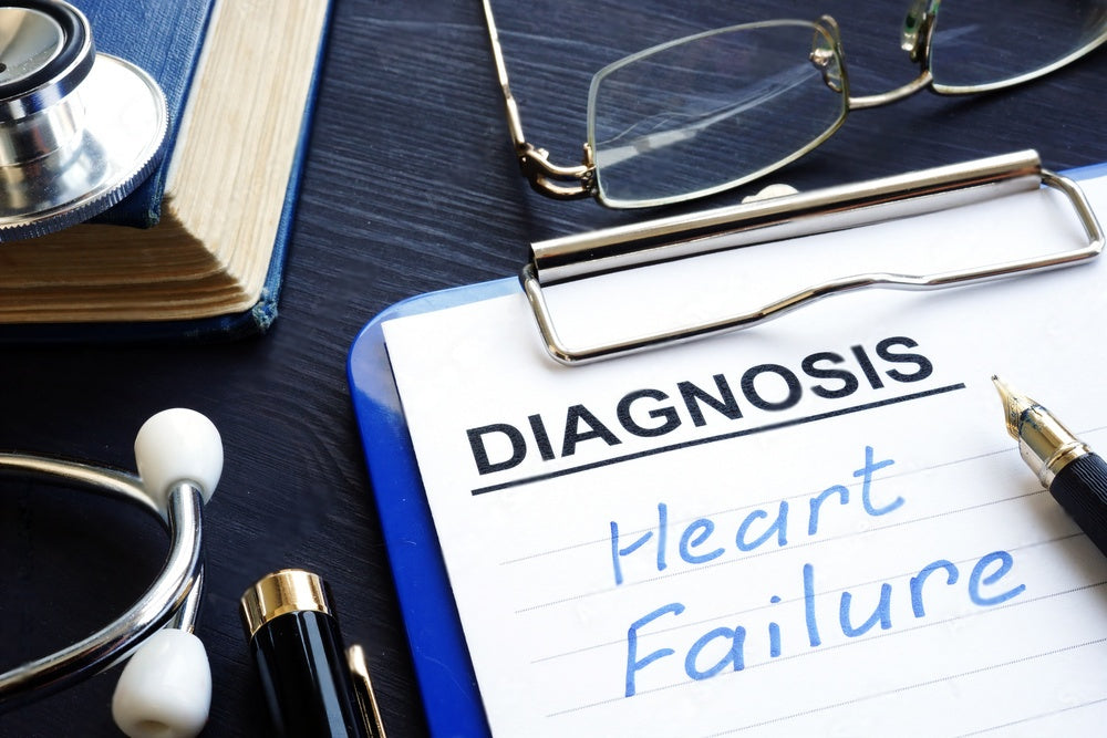 Medical form with diagnosis heart failure.