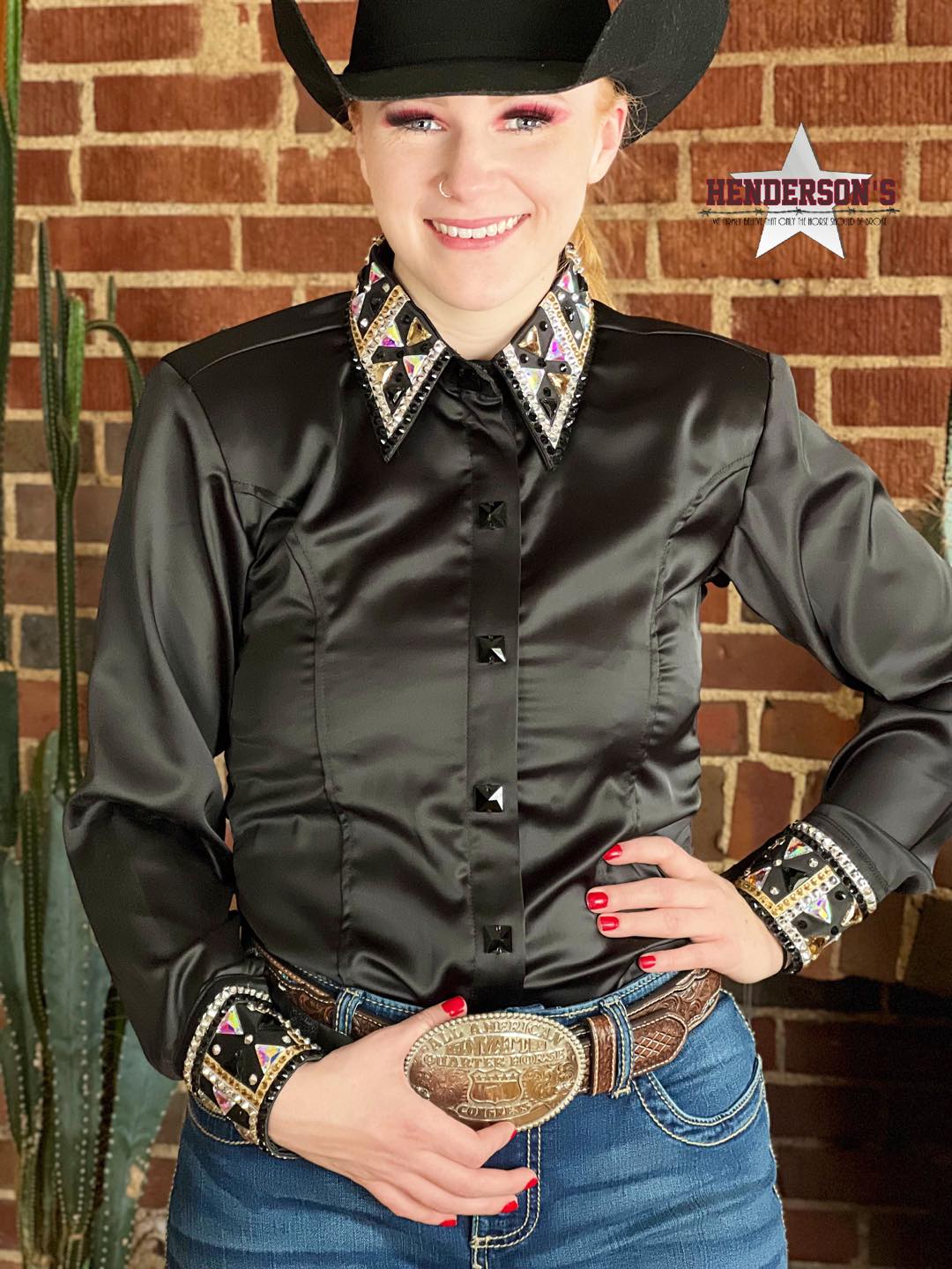 Satin Conceal Zipper Show Shirt ~ Black | Henderson's Western Store