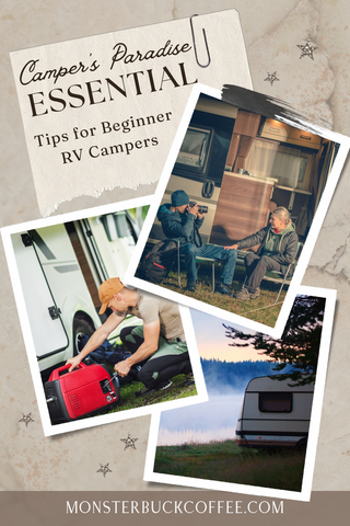 Pin for Later image of Essential tips for beginner RV campers.