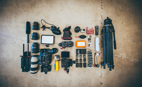 Photo of video and camera equipment for taking pictures.