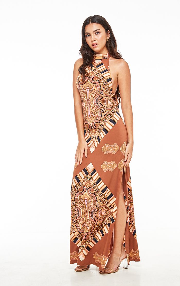 Printed Maxi Halter Dress 