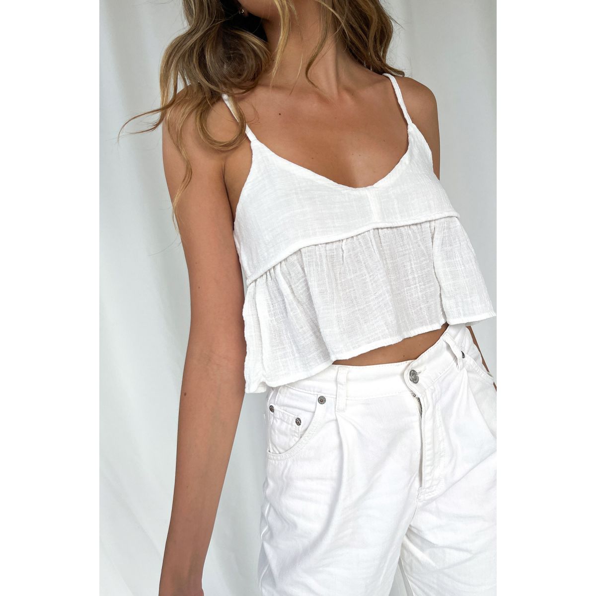 White Cotton Crop Top