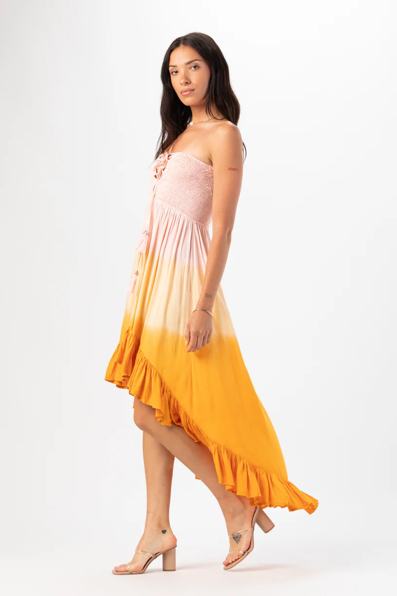 Colorful Tie Front Maxi Dress