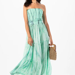 Long Green Strapless Dress 