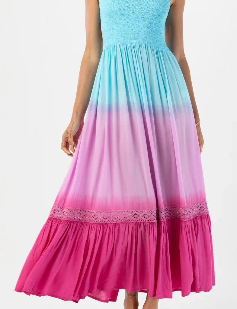 Kids Avalon Dress - Turquoise Violet Ombre